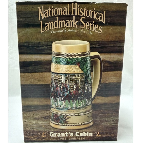 Anheuser-Busch Other - Vintage 1988 Budweiser Beer Stein Grant's Cabin Landmark Series A With Box